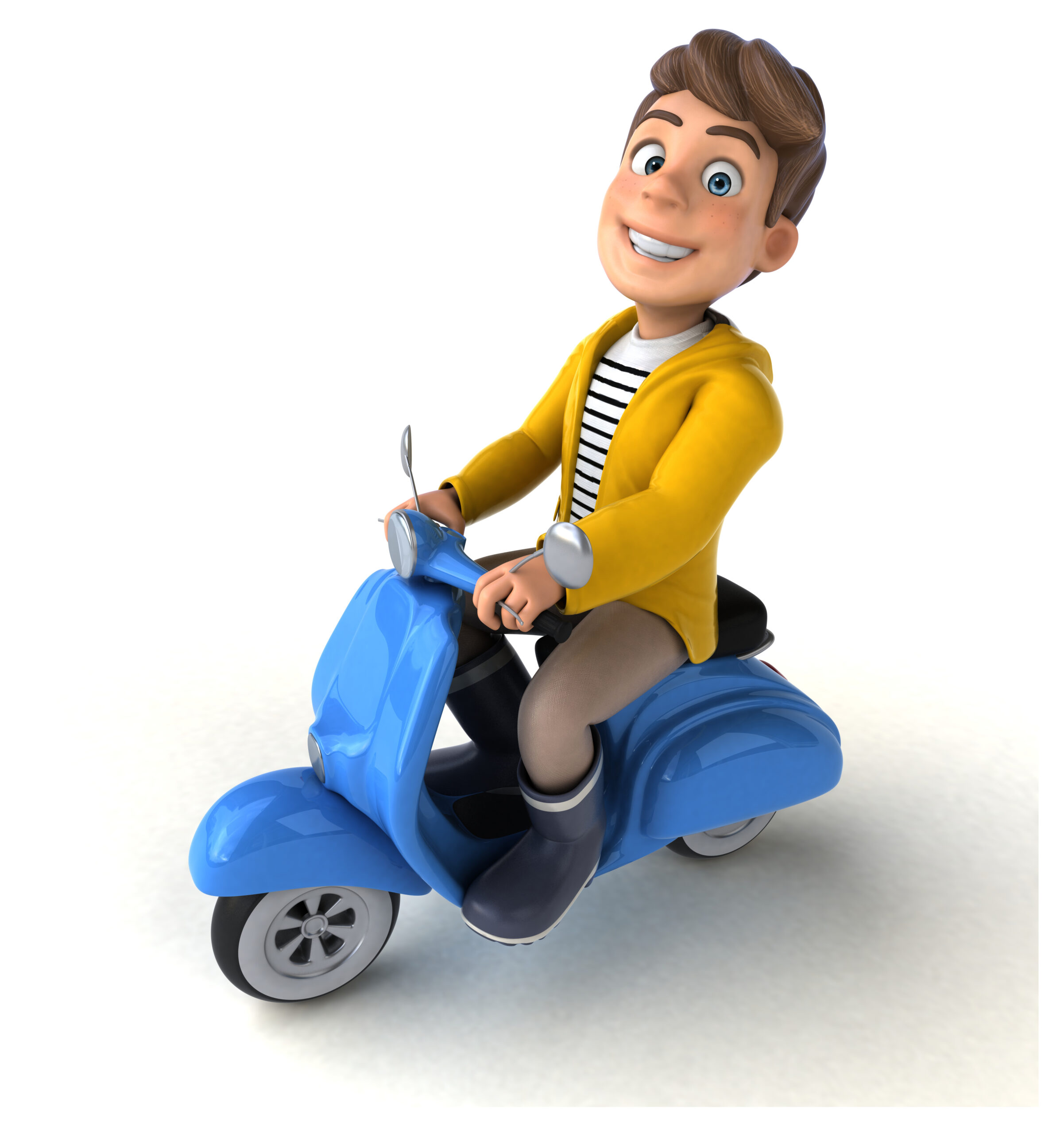 fun 3d illustration of a cartoon kid with rain gear
